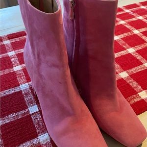 Pink Suede Booties